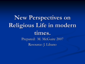 New Perspectives on Religious Life in modern times.