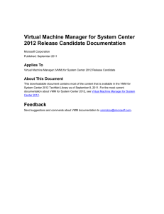 VMM for System Center 2012 Documentation