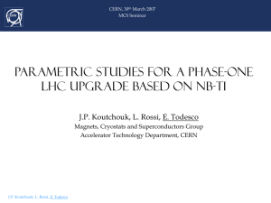 Parametric studies for a phase-one LHC upgrade based on Nb-Ti