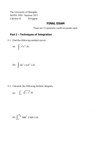 Calc II Final Exam from last year