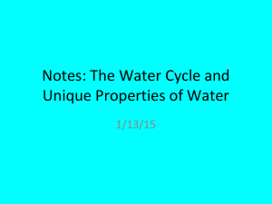 Notes: The Water Cycle and Unique Properties of Water