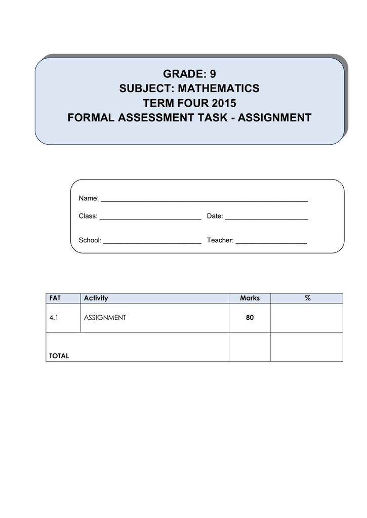 mathematics assignment grade 9 term 1 2022 memorandum