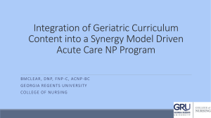 Integration of Geriatric Curriculum Content into a Synergy