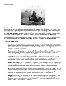 Griepentrog: English 9 Literature Circles: The Odyssey Overview: A