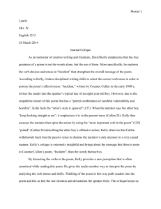 Mosier Laurie Mrs. W English 1213 28 March 2014 Journal Critique