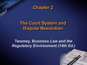 Chapter 2 The Court System and Dispute Resolution