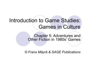 Games in Culture - An Introduction to Game Studies