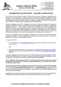 TEACHER CLASSIFICATION - Catholic Schools Office