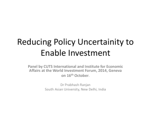Reducing Policy Uncertainity to Revive Investment