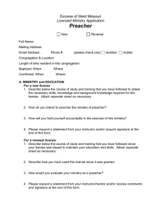 Licensed Ministry Application Preacher