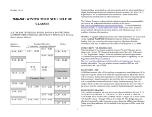 Instructions for front of winter schedule