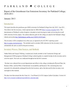 Report of the Greenhouse Gas Emissions Inventory for Parkland