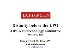 AIPLA Webinar Disunity before the EPO Simon Wright 17th March