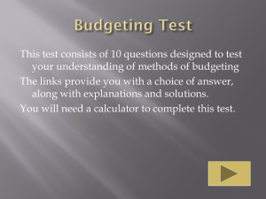 Budgeting test - Business Studies A Level for WJEC