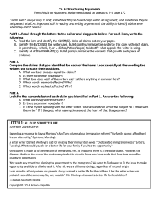 Everything's an Argument: Assignment based on questions 2