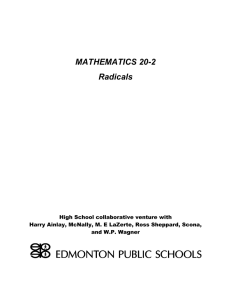 Mathematics 20-2 Radicals