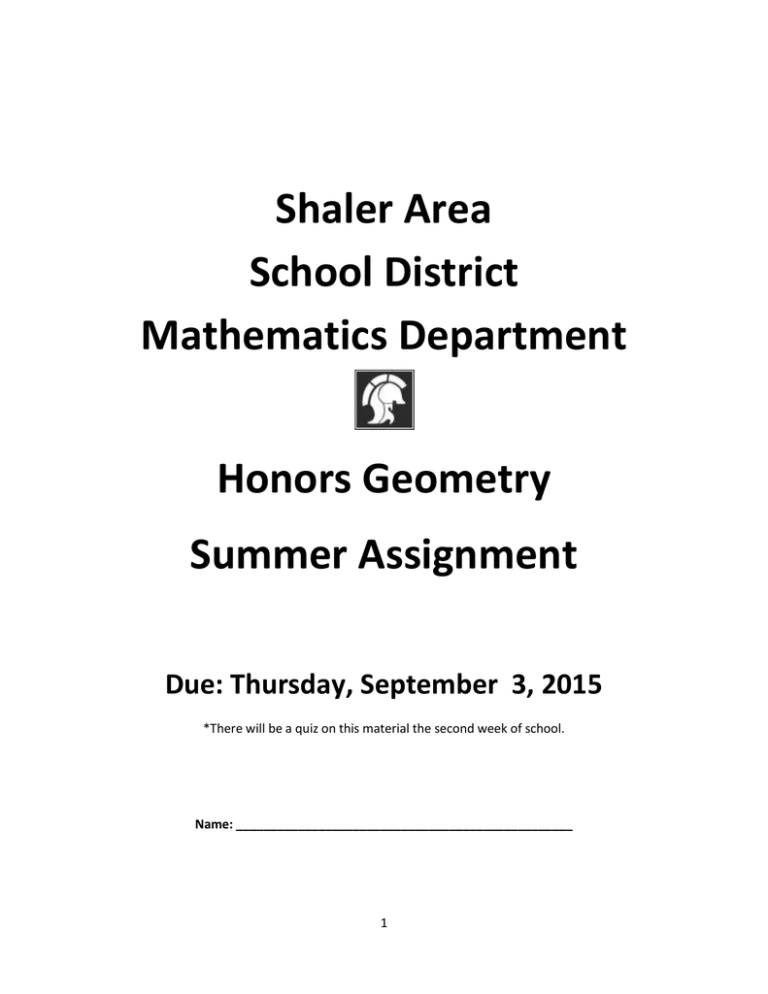 geometry summer assignment answer key