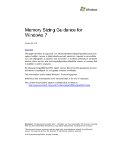 Memory Sizing Guidance for Windows 7