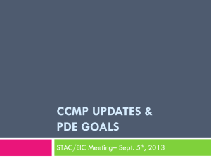 PDE Goals & CCMP updates