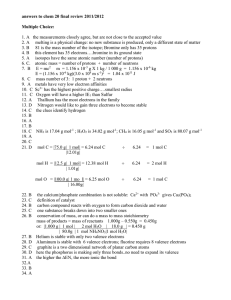 answers to chem 20 final review 2011/2012 Multiple Choice: 1. A the