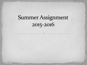 Summer Assignment Brinkley Readings Selections of Chpt 16, Chpt