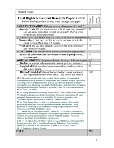 Civil Rights Movement Research Paper Rubric