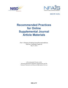 15- 201x, Recommended Practices for Online Supplemental Journal