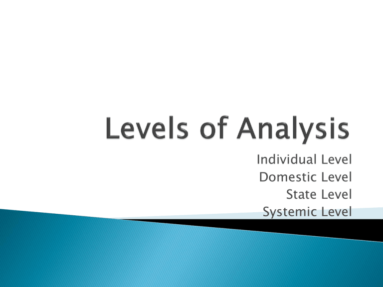 Levels Of Analysis 1