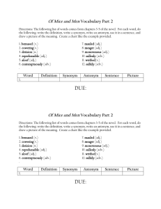 Of Mice and Men Vocabulary Chapters 3-5