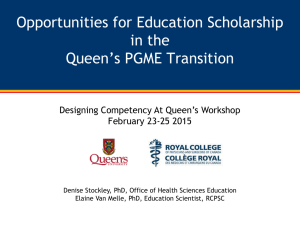 Opportunities for Education Scholarship in the Queen's PGME