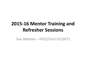 2015 16 Mentor Training and Refresher Sessions