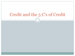 Credit and the 5 C*s of Credit