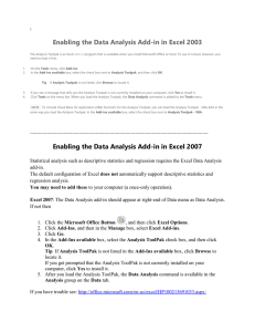 Enabling the Data Analysis Add