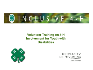 Volunteer Training on 4-H Involvement for Youth with Disabilities