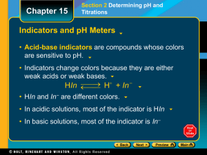 Chapter 15 Section 2 Determining pH and Titrations