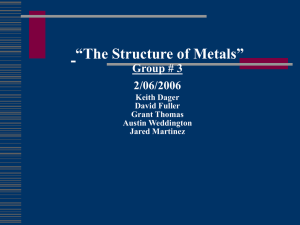 “The Structure of Metals” Group # 3 2/06/2006 Keith Dager David