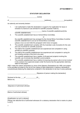 Commonwealth of Australia STATUTORY DECLARATION Statutory