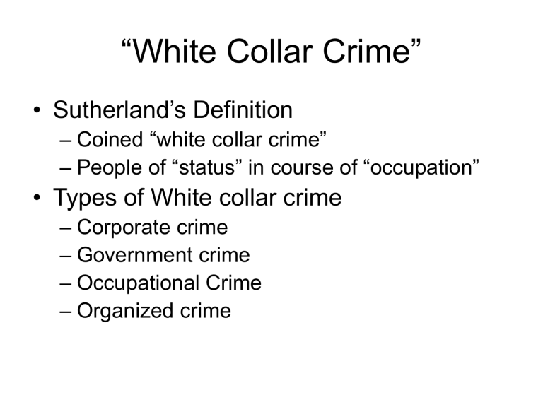 white collar crime vs corporate crime