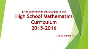 Math Curriculum Changes 2015