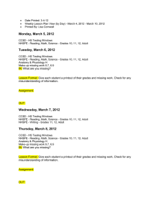Date Printed: 3-4-12 Weekly Lesson Plan View (by Day)