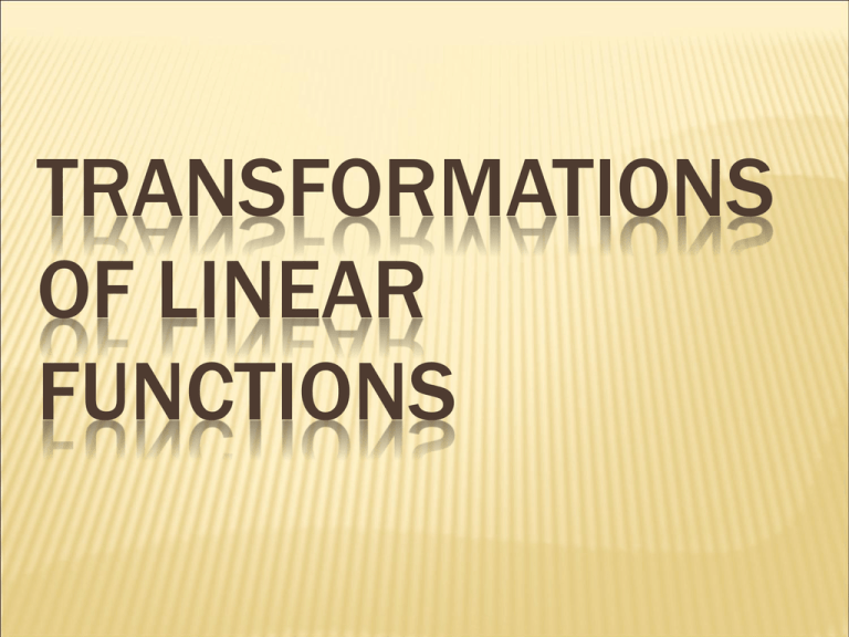 Transformations Of Linear Functions