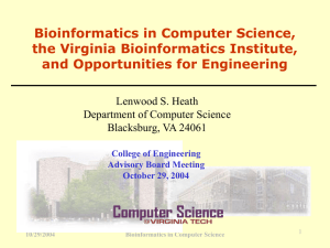 Bioinformatics in Computer Science, The Virginia Bioinformatics