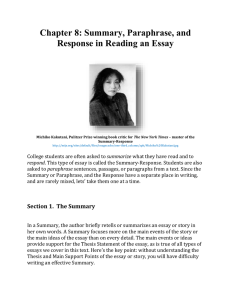 Summary-Response - Student Journey Press