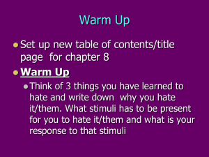 Chapter 8 pt. 1: Learning and Classical Conditioning