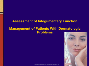 Assessment of Integumentary Function.Management of Patients