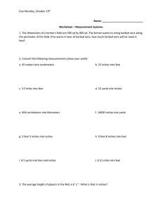 Due Monday, October 19th Name: Worksheet – Measurement