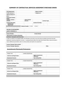 summary of contractual services agreement/purchase order