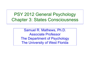 PSY 2012 General Psychology Chapter 3: States Consciousness