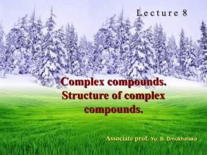 01. Inorganic chemistry and medicine. Complex compounds and