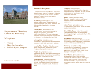 Chemistry Graduate Research - Central Washington University